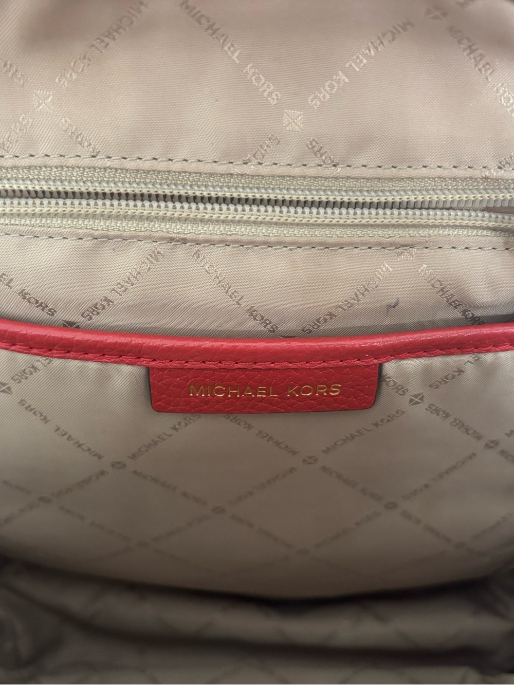 Michael Kors Red Studded Leather Backpack - Picture 6 of 10